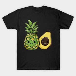 Cute Kawaii Avocado and Pinapple T-Shirt